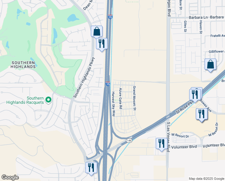 map of restaurants, bars, coffee shops, grocery stores, and more near 12153 Harvest Sky Way in Las Vegas