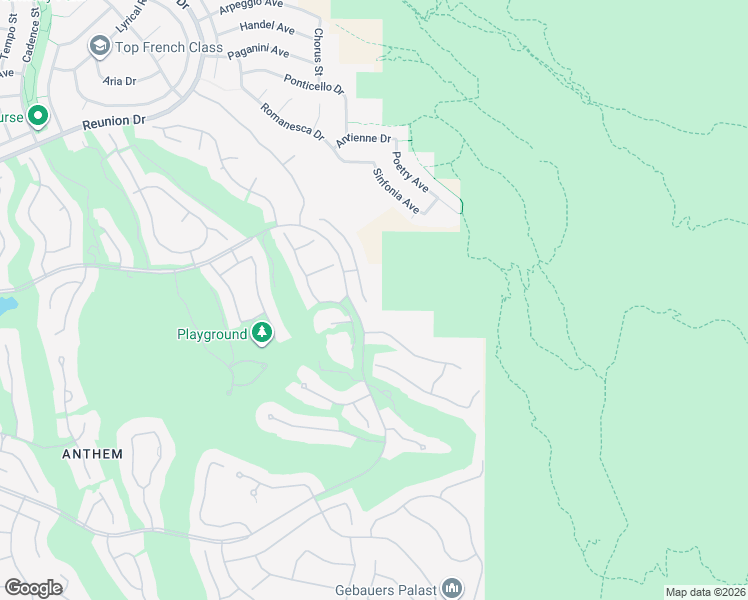 map of restaurants, bars, coffee shops, grocery stores, and more near 44 Moraine Drive in Henderson