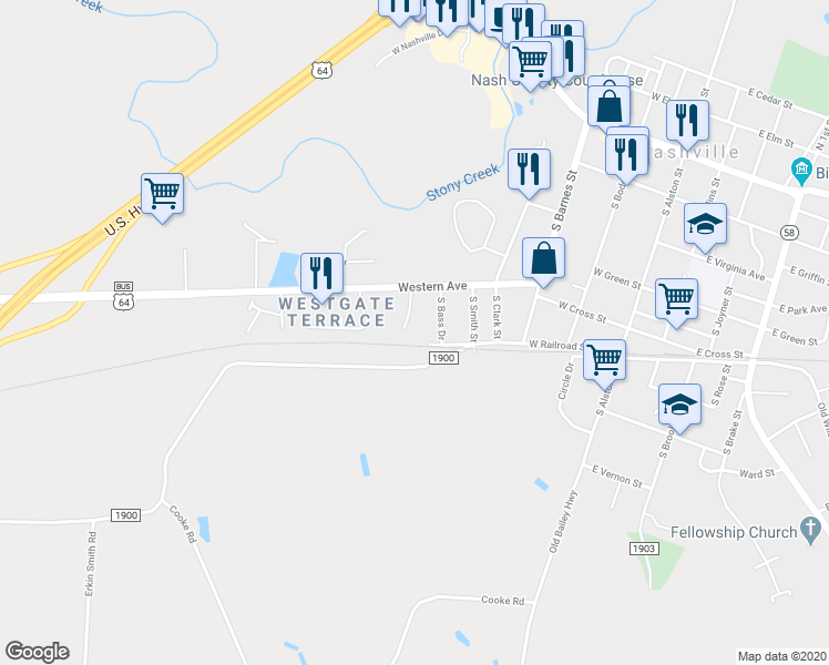 map of restaurants, bars, coffee shops, grocery stores, and more near 702 West Railroad Street in Nashville