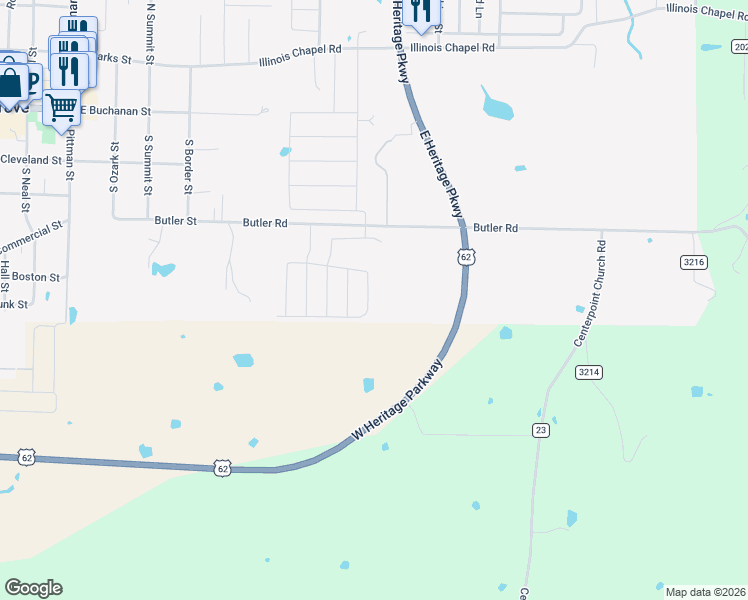 map of restaurants, bars, coffee shops, grocery stores, and more near in Prairie Grove
