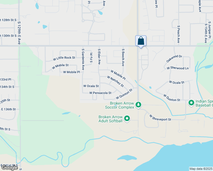 map of restaurants, bars, coffee shops, grocery stores, and more near 2408 West Pensacola Street in Broken Arrow