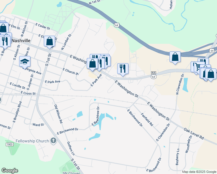 map of restaurants, bars, coffee shops, grocery stores, and more near 102 South Industrial Drive in Nashville