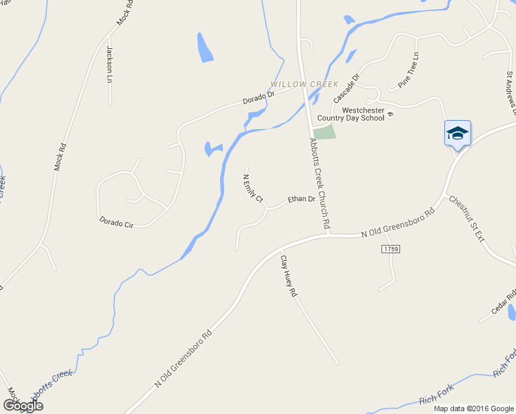 map of restaurants, bars, coffee shops, grocery stores, and more near 100 South Emily Court in High Point