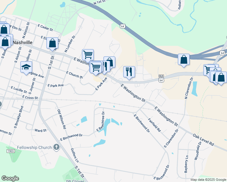 map of restaurants, bars, coffee shops, grocery stores, and more near 102 South Industrial Drive in Nashville
