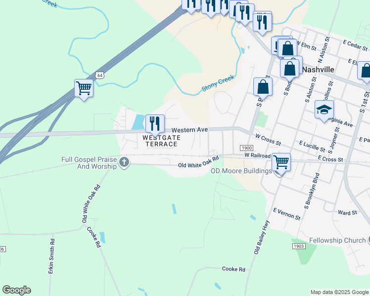 map of restaurants, bars, coffee shops, grocery stores, and more near 615A Western Avenue in Nashville