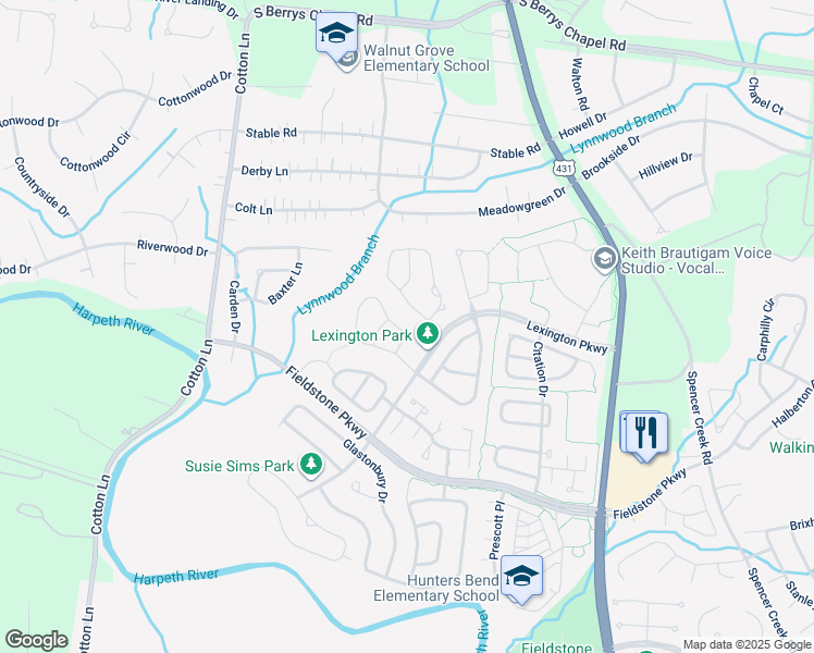 map of restaurants, bars, coffee shops, grocery stores, and more near 1313 Summer Haven Circle in Franklin