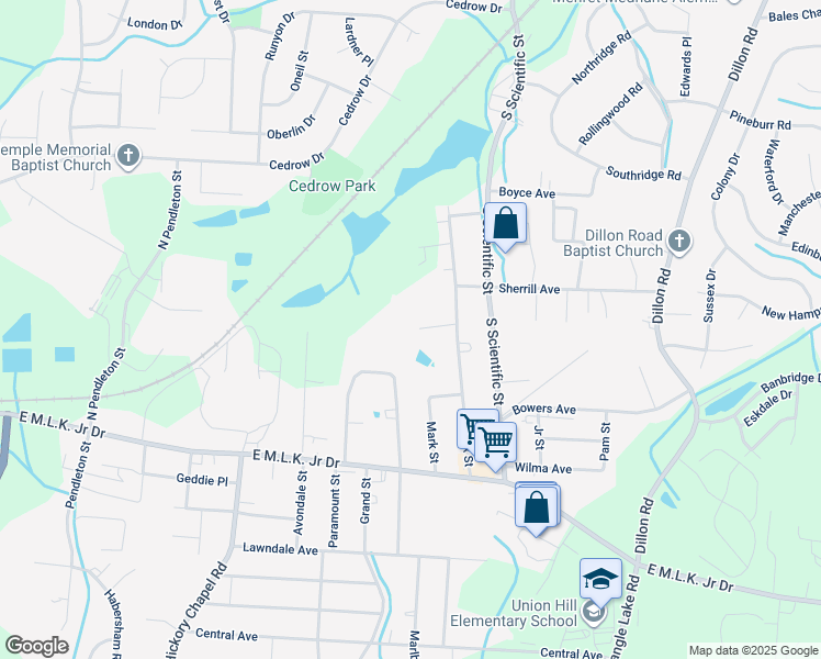 map of restaurants, bars, coffee shops, grocery stores, and more near 3401 Lovington Court in High Point