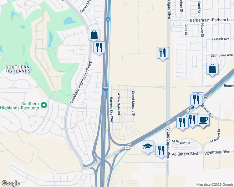 map of restaurants, bars, coffee shops, grocery stores, and more near 2823 Kona Blue Lane in Las Vegas