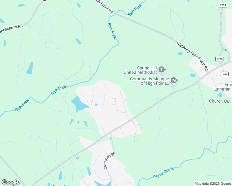 map of restaurants, bars, coffee shops, grocery stores, and more near 2725 Croquet Circle in High Point