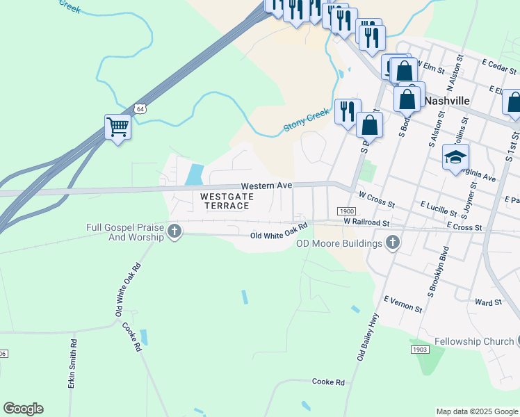 map of restaurants, bars, coffee shops, grocery stores, and more near 615A Western Avenue in Nashville