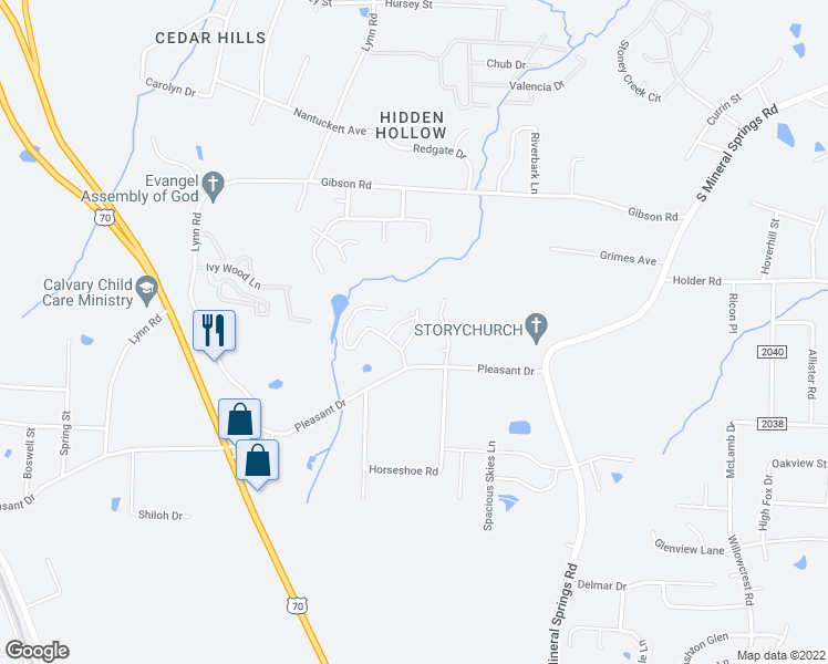 map of restaurants, bars, coffee shops, grocery stores, and more near 303 Kendall Drive in Durham