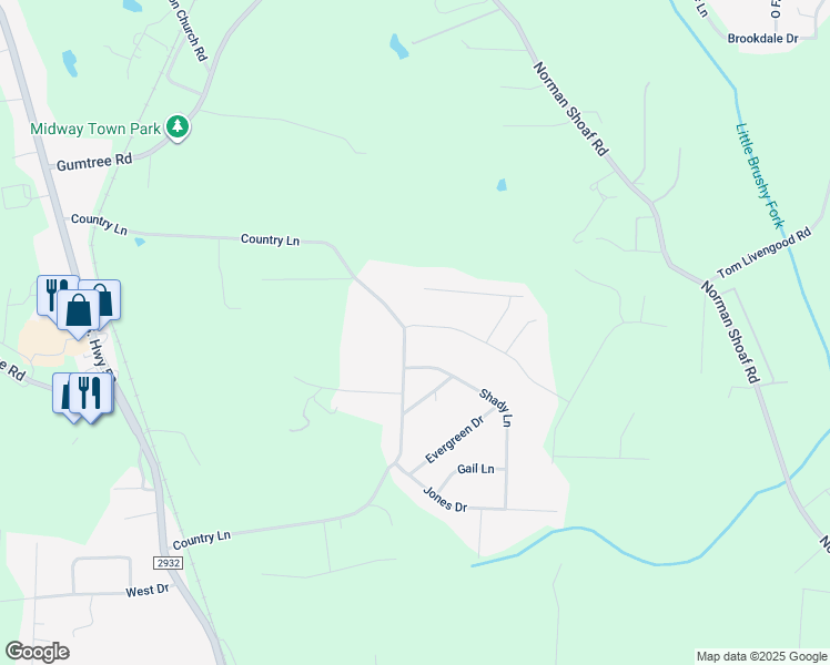 map of restaurants, bars, coffee shops, grocery stores, and more near 956 Country Lane in Winston-Salem
