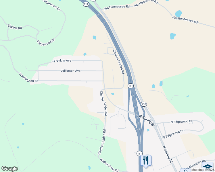 map of restaurants, bars, coffee shops, grocery stores, and more near 219 North Spring Street in Sparta