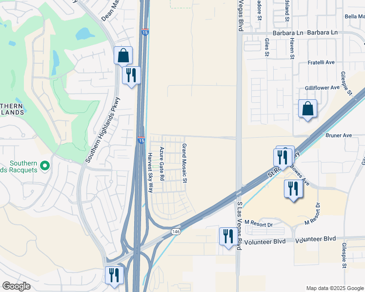 map of restaurants, bars, coffee shops, grocery stores, and more near 12123 Mojave Gold Road in Las Vegas