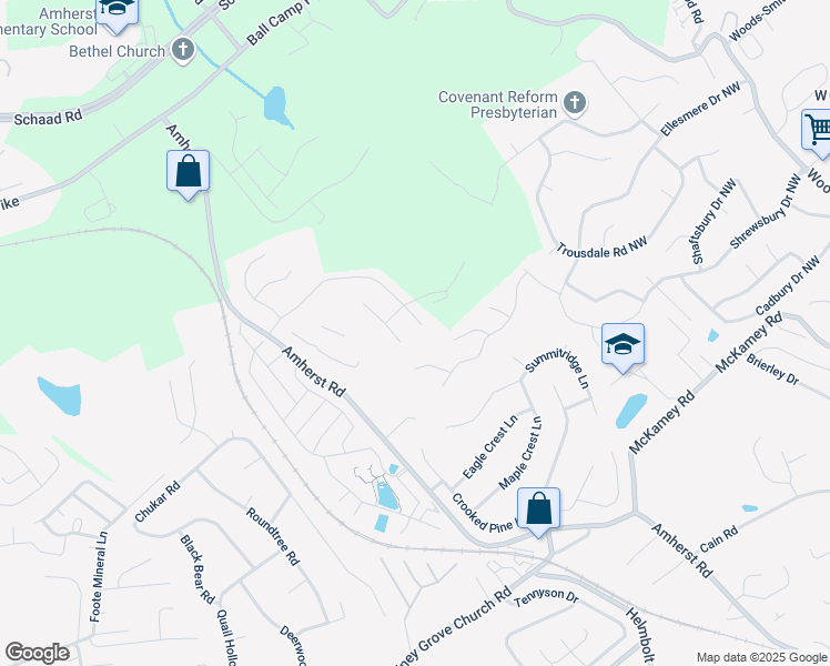 map of restaurants, bars, coffee shops, grocery stores, and more near 2811 Oakleigh Township Drive in Knoxville