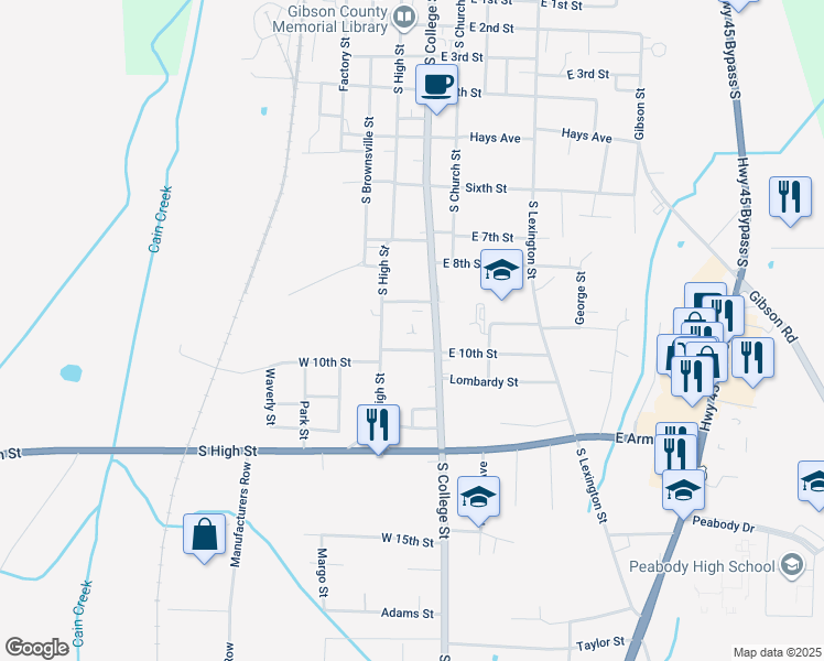 map of restaurants, bars, coffee shops, grocery stores, and more near 115 West 9th Street in Trenton