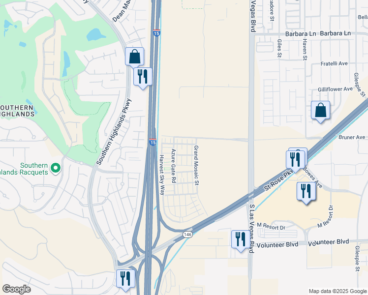 map of restaurants, bars, coffee shops, grocery stores, and more near 12128 Frost Lime Road in Las Vegas