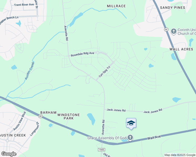 map of restaurants, bars, coffee shops, grocery stores, and more near 1716 Averette Road in Wake Forest