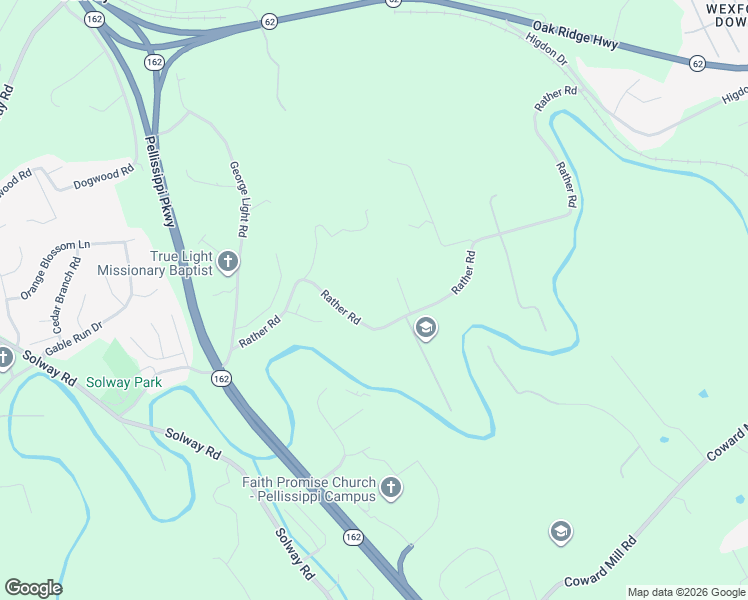 map of restaurants, bars, coffee shops, grocery stores, and more near 10513 Rather Road in Knoxville