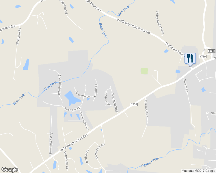 map of restaurants, bars, coffee shops, grocery stores, and more near 4215 Pennfield Way in High Point