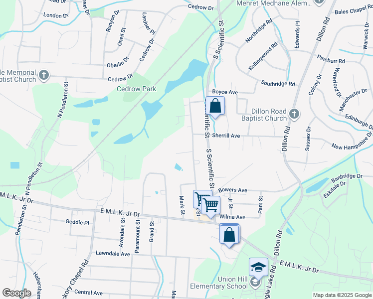 map of restaurants, bars, coffee shops, grocery stores, and more near 3415 Lovington Court in High Point