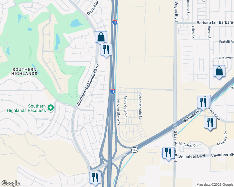 map of restaurants, bars, coffee shops, grocery stores, and more near 12131 Harvest Sky Way in Las Vegas