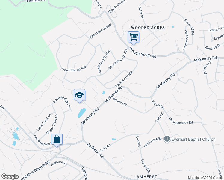 map of restaurants, bars, coffee shops, grocery stores, and more near 6515 Cadbury Drive in Knoxville