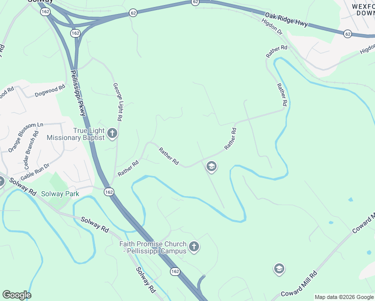 map of restaurants, bars, coffee shops, grocery stores, and more near 10513 Rather Road in Knoxville