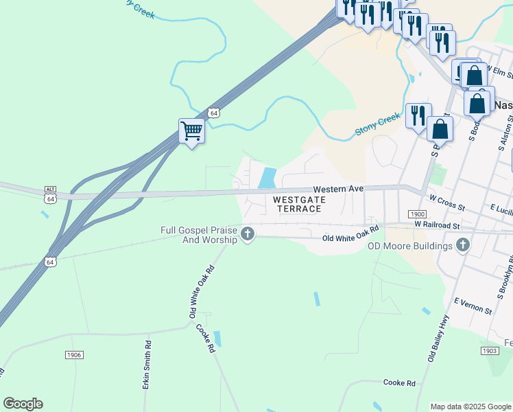 map of restaurants, bars, coffee shops, grocery stores, and more near West Gate Trail in Nashville