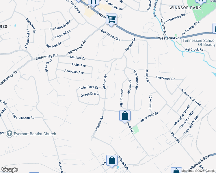 map of restaurants, bars, coffee shops, grocery stores, and more near 4431 Avery Village Way in Knoxville