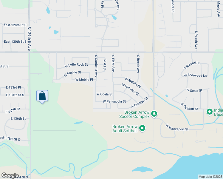 map of restaurants, bars, coffee shops, grocery stores, and more near 2600 West Natchez Street in Broken Arrow