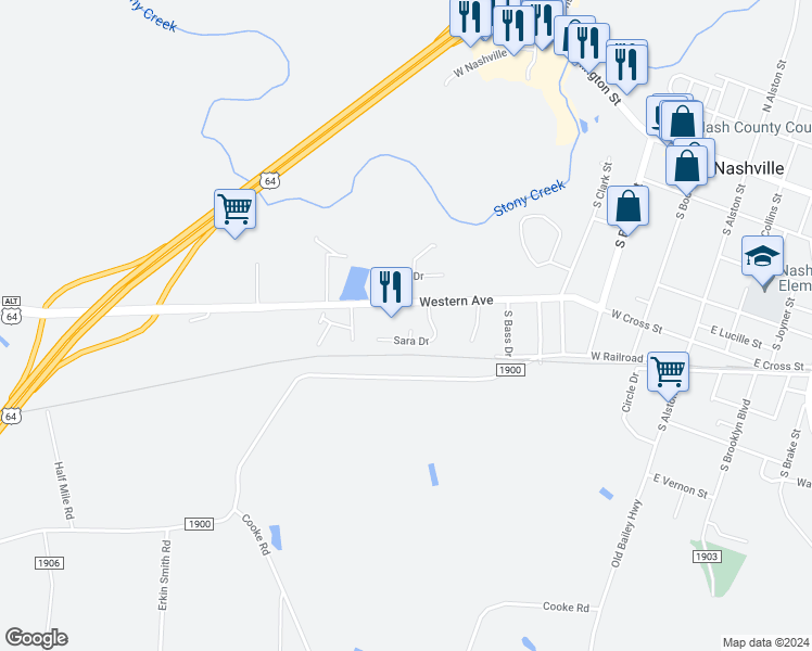 map of restaurants, bars, coffee shops, grocery stores, and more near 118 Tonya Court in Nashville