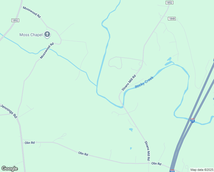 map of restaurants, bars, coffee shops, grocery stores, and more near 261 Sloans Mill Road in Olin
