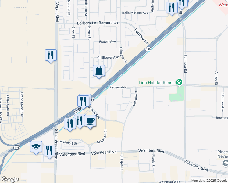 map of restaurants, bars, coffee shops, grocery stores, and more near 175 East Bruner Avenue in Henderson