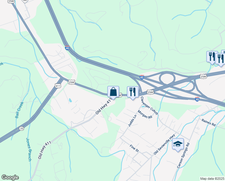 map of restaurants, bars, coffee shops, grocery stores, and more near 1356 Tennessee 9 in Newport