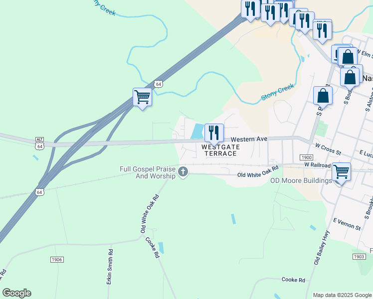 map of restaurants, bars, coffee shops, grocery stores, and more near West Gate Trail in Nashville