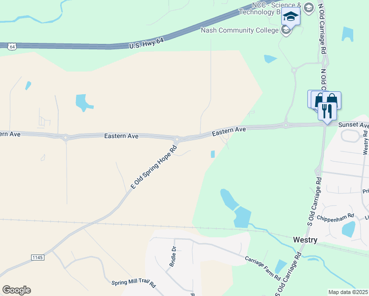 map of restaurants, bars, coffee shops, grocery stores, and more near 3388 Eggers Road in Rocky Mount