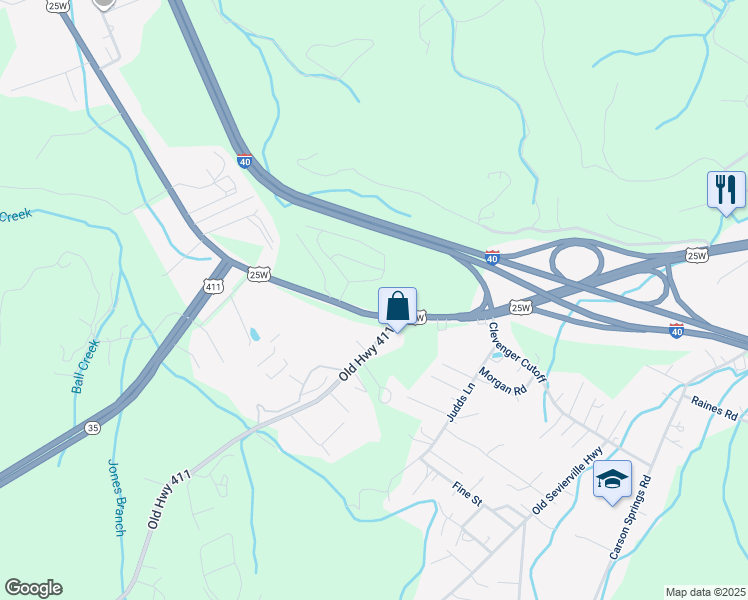 map of restaurants, bars, coffee shops, grocery stores, and more near 1356 Tennessee 9 in Newport