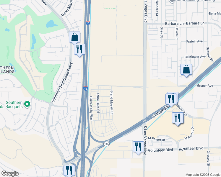 map of restaurants, bars, coffee shops, grocery stores, and more near 12123 Mojave Gold Road in Las Vegas