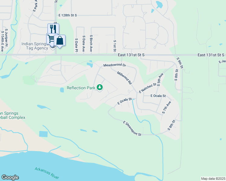 map of restaurants, bars, coffee shops, grocery stores, and more near 842 Lynwood Lane in Broken Arrow