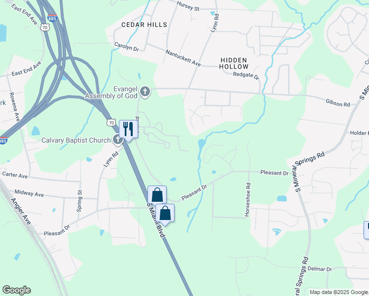 map of restaurants, bars, coffee shops, grocery stores, and more near 3240 Ivey Wood Lane in Durham