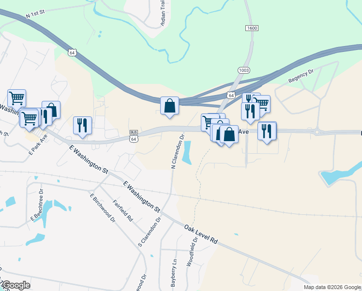 map of restaurants, bars, coffee shops, grocery stores, and more near 125 North Clarendon Drive in Nashville