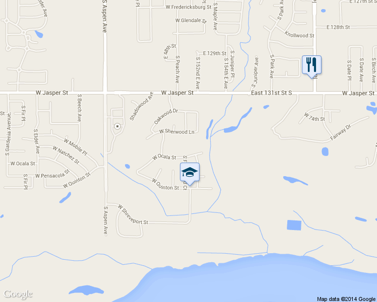 map of restaurants, bars, coffee shops, grocery stores, and more near 1108 West Ocala Street in Broken Arrow