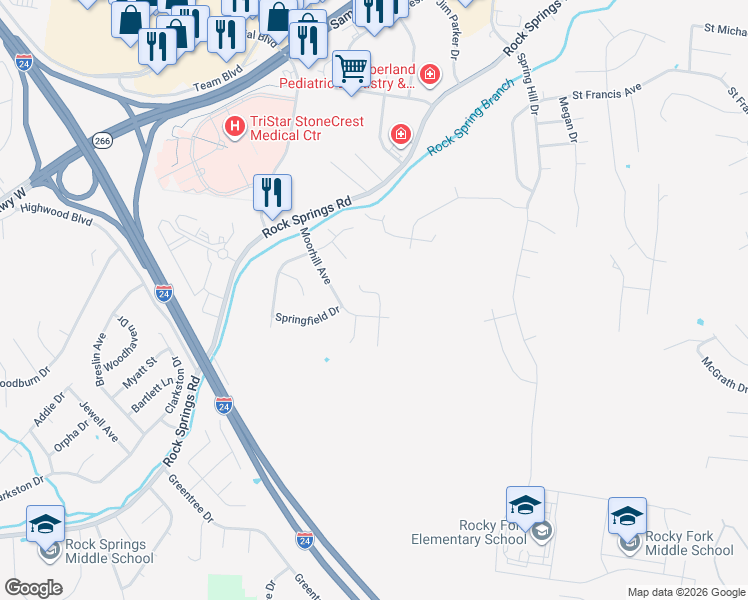 map of restaurants, bars, coffee shops, grocery stores, and more near 403 Mountain View Court in Smyrna