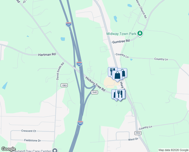 map of restaurants, bars, coffee shops, grocery stores, and more near 290 Fred Sink Road in Winston-Salem