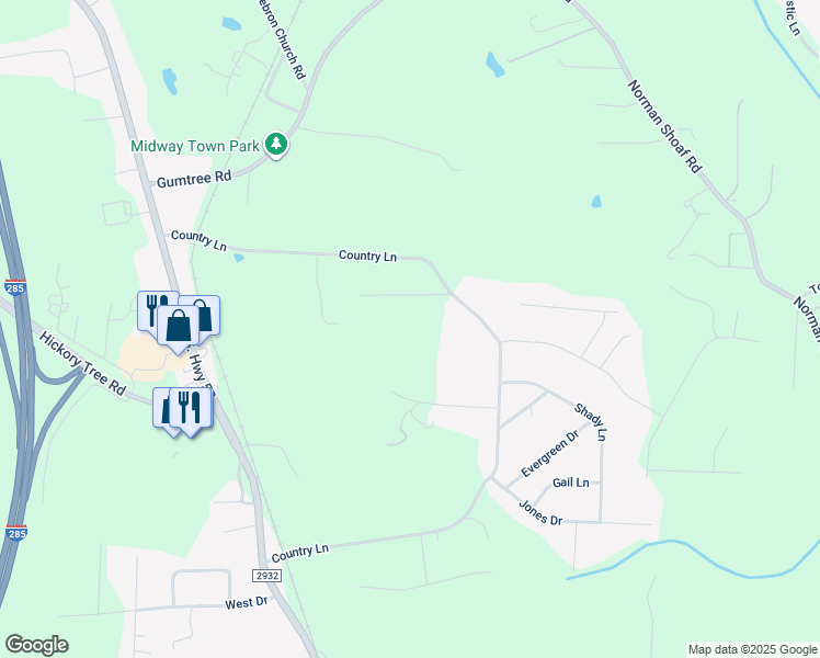 map of restaurants, bars, coffee shops, grocery stores, and more near 171 Rosemary Drive in Winston-Salem