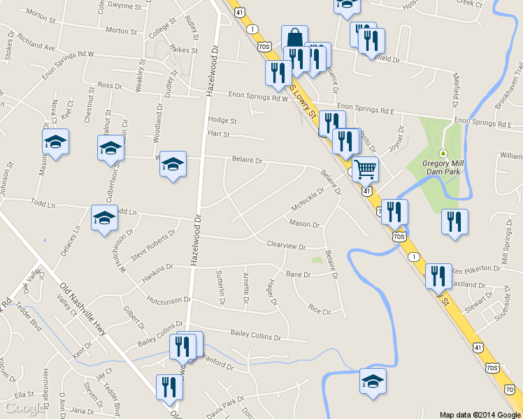map of restaurants, bars, coffee shops, grocery stores, and more near 116 Prindle Drive in Smyrna