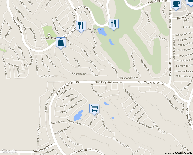 map of restaurants, bars, coffee shops, grocery stores, and more near 1717 Sabatini Drive in Henderson