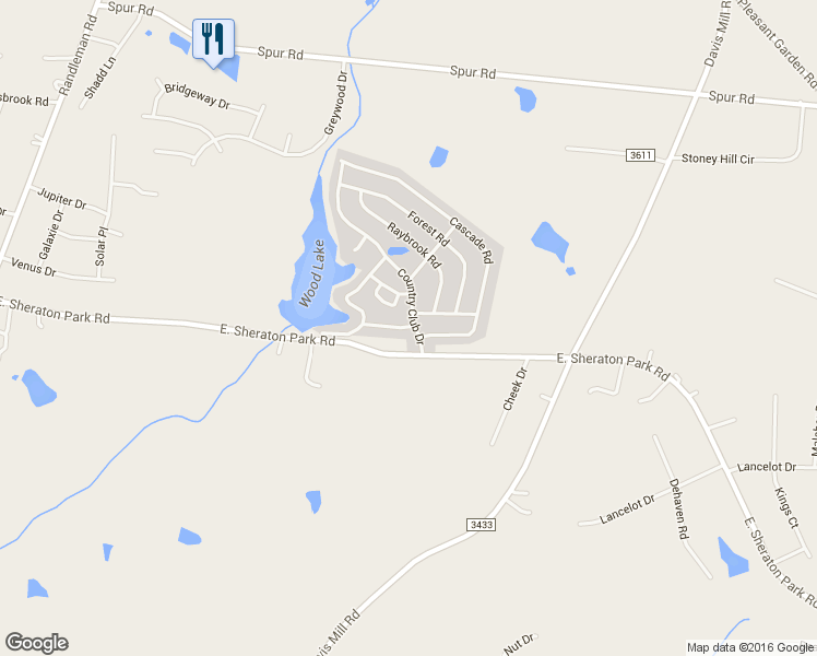 map of restaurants, bars, coffee shops, grocery stores, and more near 311 Maple Hill Road in Greensboro