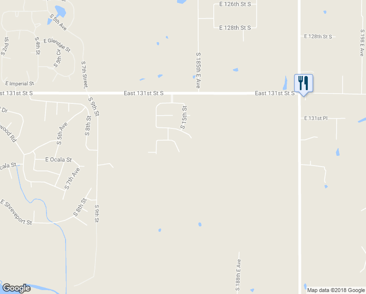 map of restaurants, bars, coffee shops, grocery stores, and more near 8215 South 14th Place in Broken Arrow